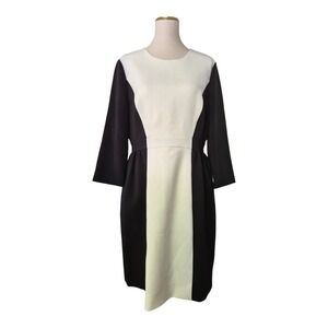 Kate Spade New York Tillie Dress Black Cream Colorblock Sheath 3/4 Sleeve Size14